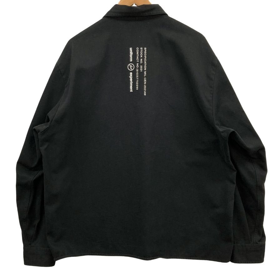 美品◆ユニフォームエクペリメント 長袖シャツ 20AW UE-202009 メンズ サイズ4 ブラック Uniform Experiment 【AFB39】