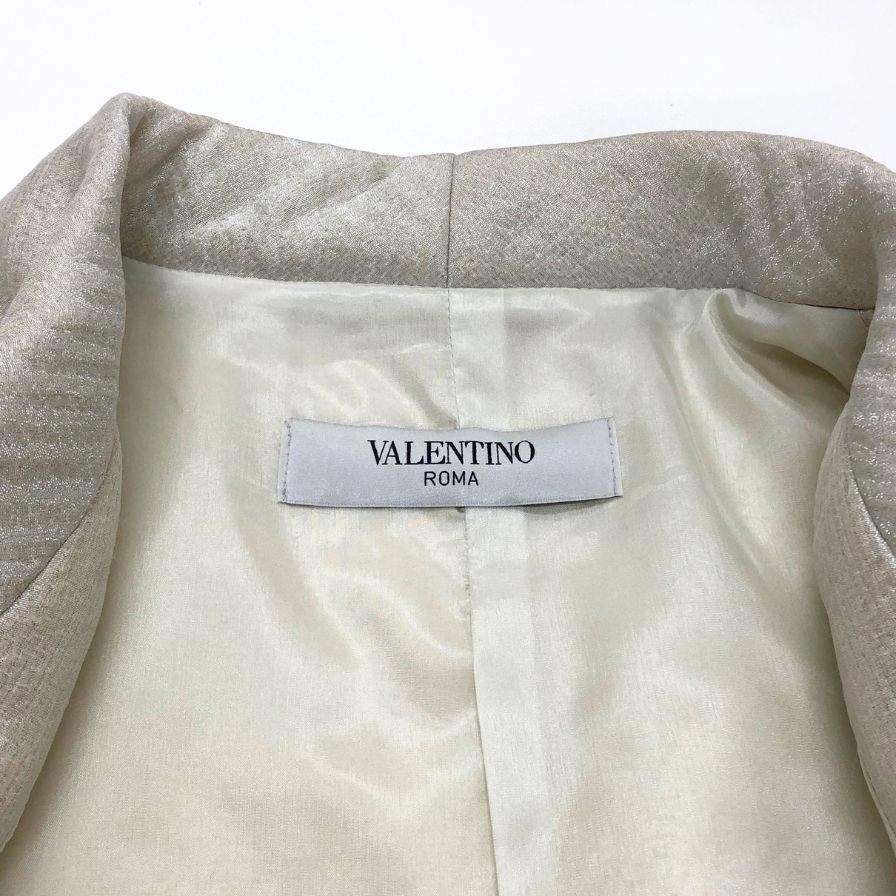 新品同様◆ヴァレンティノ ジャケット ローマ ノーカラー ウール レディース アイボリー サイズ42 VALENTINO 【AFB4】
