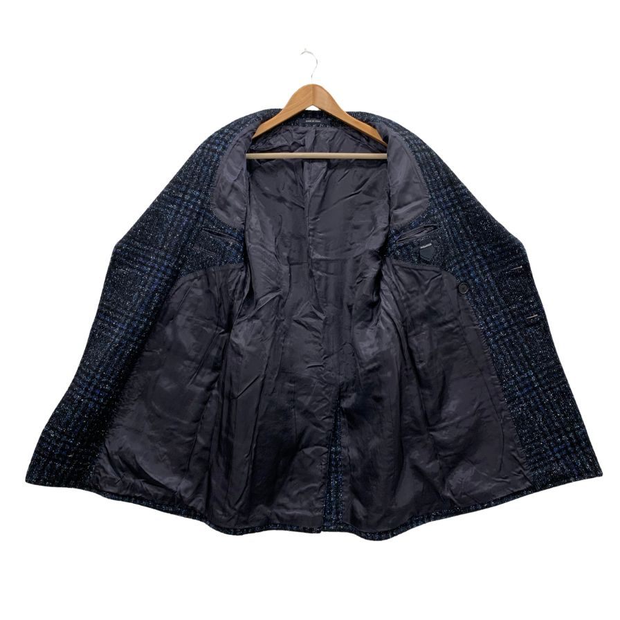 美品◆タリアトーレ チェスターコート ダブルプレスト ツイード チェック モヘア混 ブルー系 メンズ サイズ48 TAGLIATORE 【AFA23】