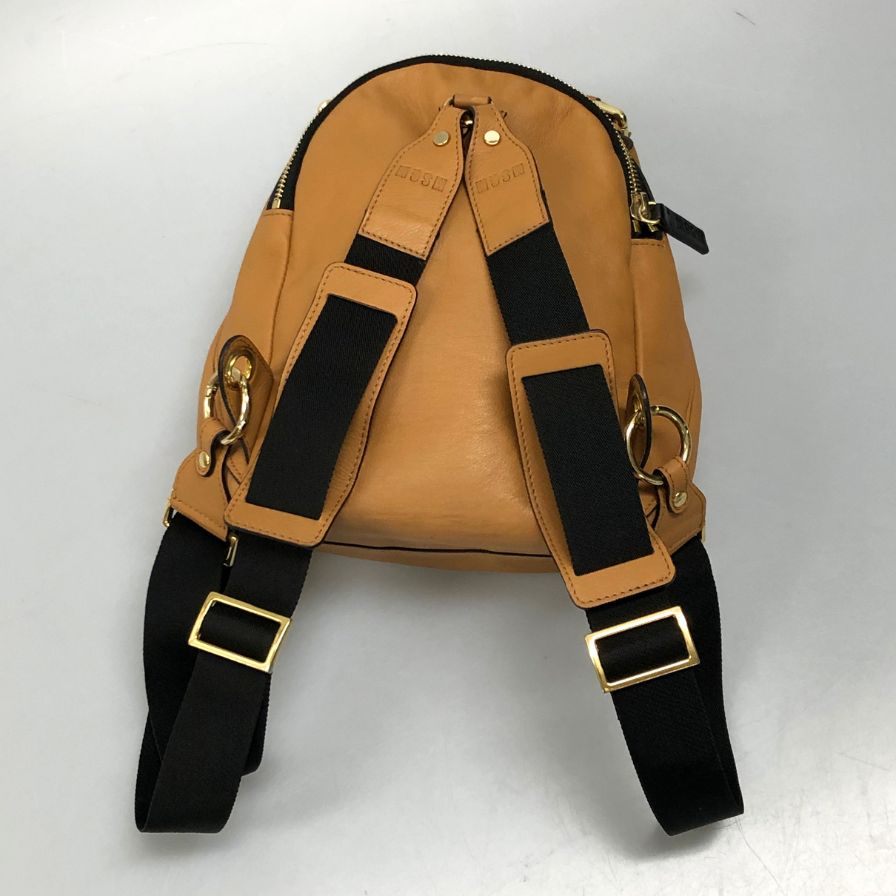 エムエスジーエム レザーリュック ブラウン バックパック カーフスキン 牛革 MSGM【AFE12】