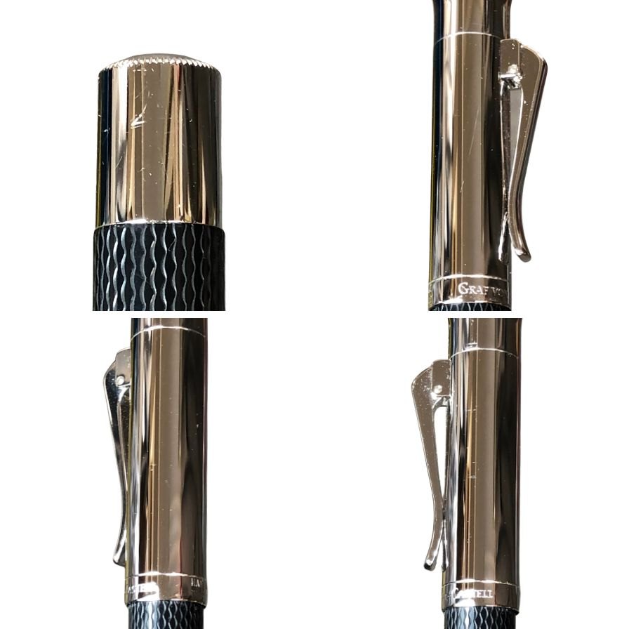 グラフ フォン ファーバーカステル 万年筆 ギロシェ ペン先750 18CT EF ブラック×シルバー GRAF VON FABER-CASTELL【AFI18】