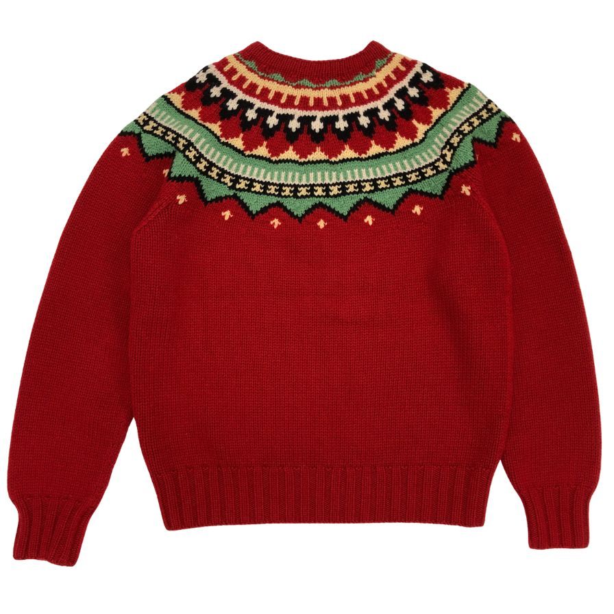 美品◆ポロ ラルフローレン ハンドニット クルーネック ネイティブ柄 ウール サイズL メンズ Polo Ralph Lauren 【AFA15】