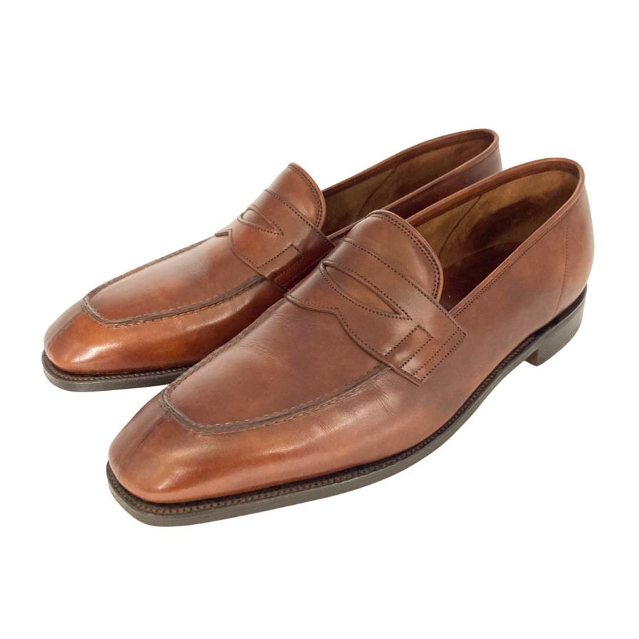 ジョンロブ アシュレイ ローファー スクエアトゥ カーフ ブラウン サイズ9E JOHNLOBB ローファー 約27.5cm【LA】【中古】