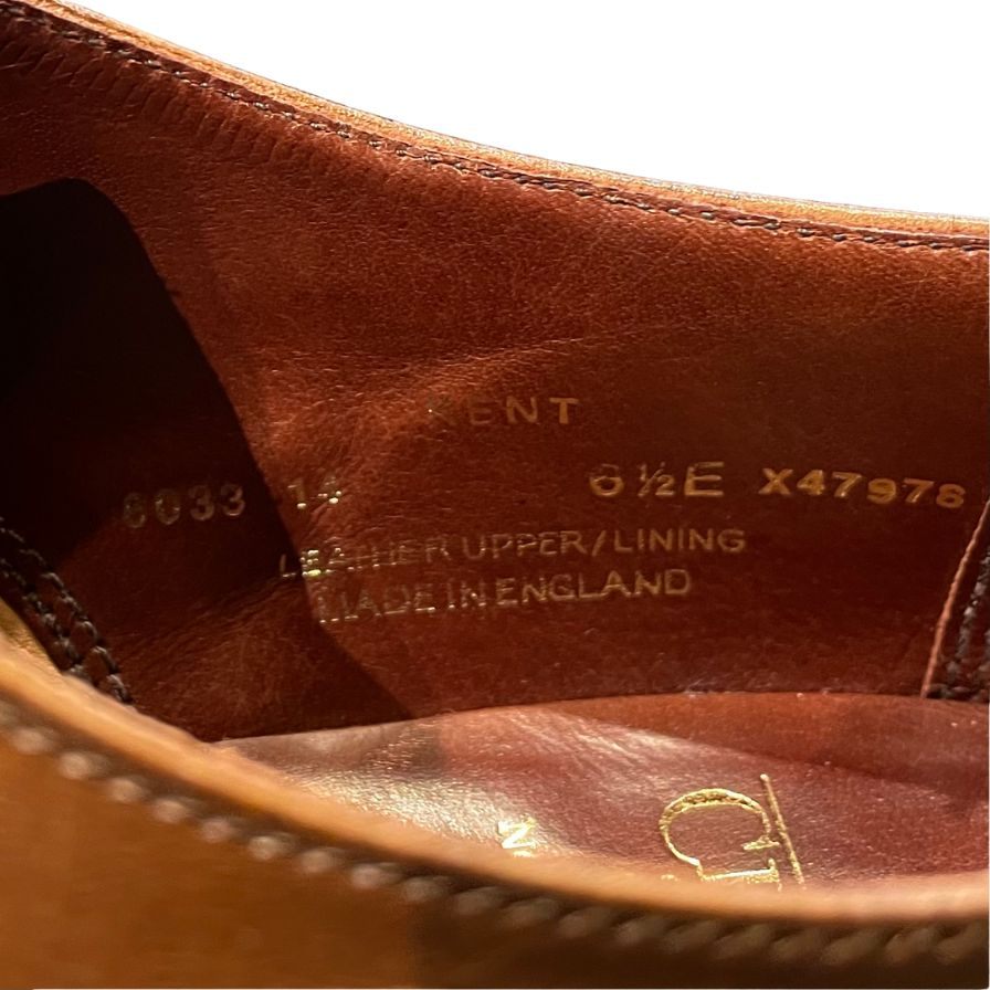 クロケット&ジョーンズ レザーシューズ ケント ストレートチップ カーフ サイズ6.5E ブラウン CROCKETT&JONES ビジネスシューズ 約25.5cm【LA】【中古】