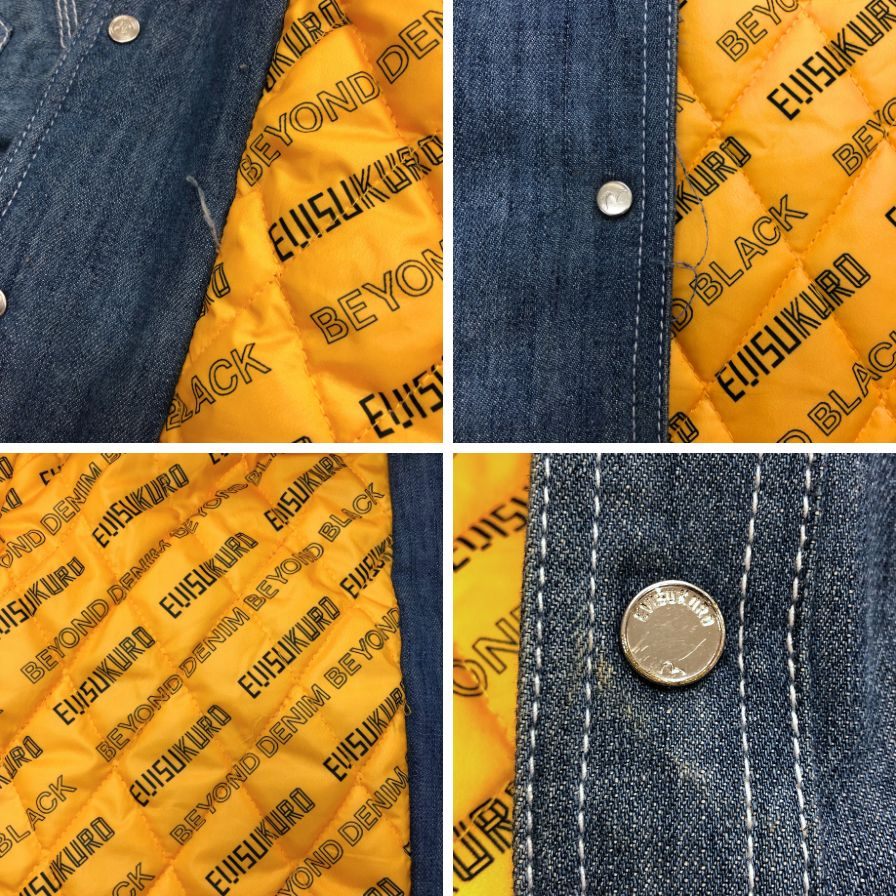 美品◆エヴィス デニムジャケット 中綿 ブルー 裏地ロゴ メンズ サイズXXL EVISU 【AFB56】