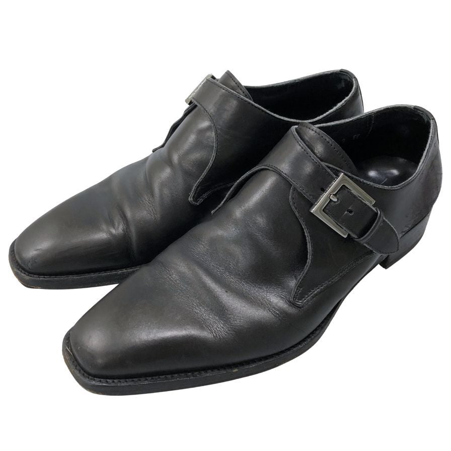 エルメネジルドゼニア レザーシューズ シングルモンク ブラック サイズ UK9EE Ermenegildo Zegna 約27.5cm【AFC30】