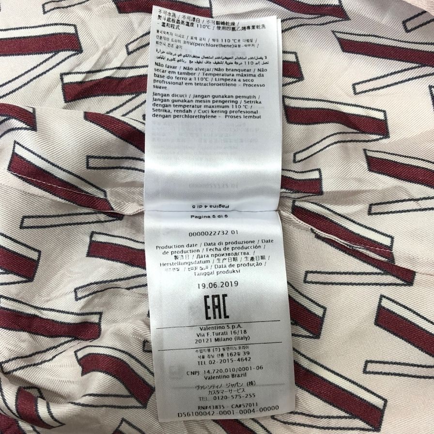 美品◆ヴァレンティノ ブラウス ボウタイ シルク 長袖 カットソー Vロゴ 総柄 プリント ピンク レディース サイズ40 VALENTINO 【AFB8】