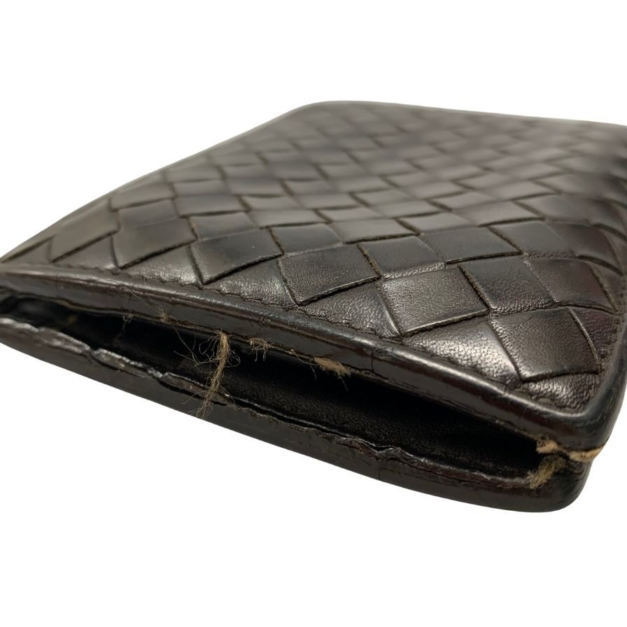 ボッテガヴェネタ イントレチャート 二つ折り財布 レザー ブラウン系 BOTTEGA VENETA【AFI4】