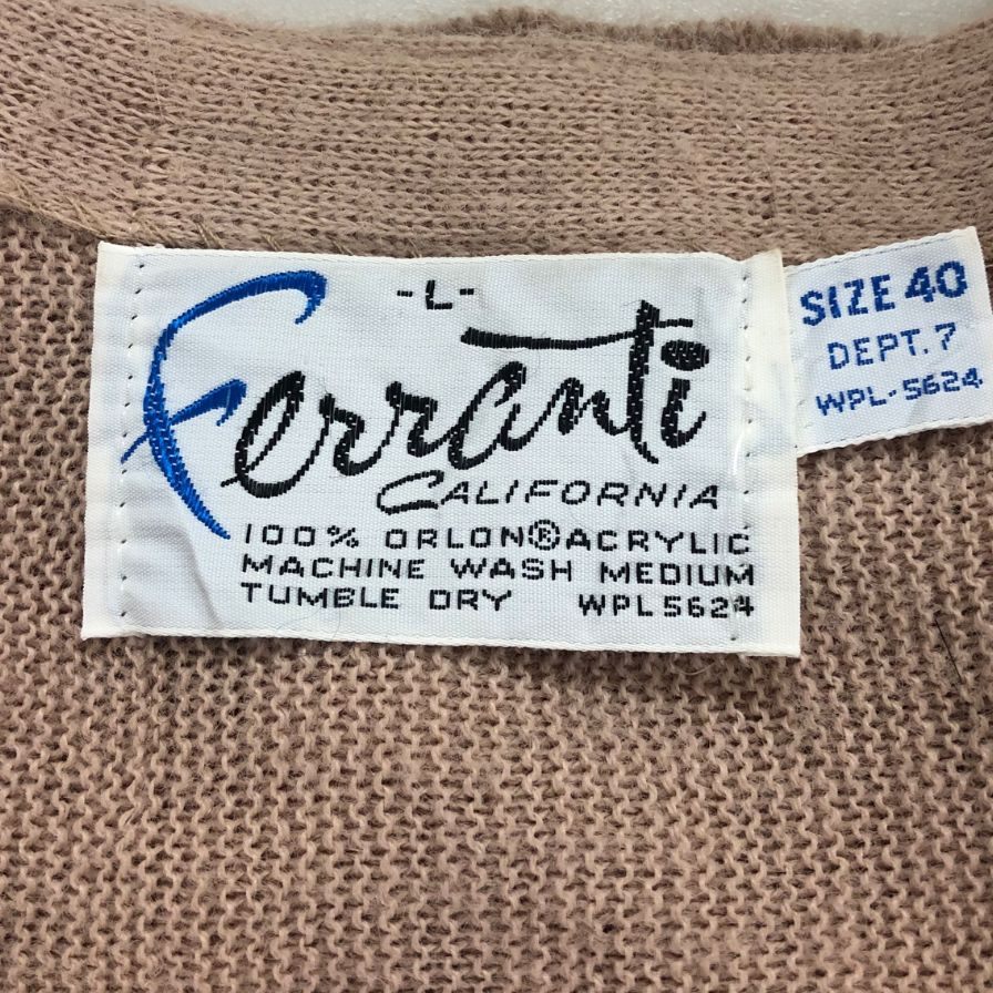 極美品◆フェランティ カリフォルニア カーディガン ヴィンテージ アクリル メンズ サイズ40 ベージュ ferranti california 【AFB44】