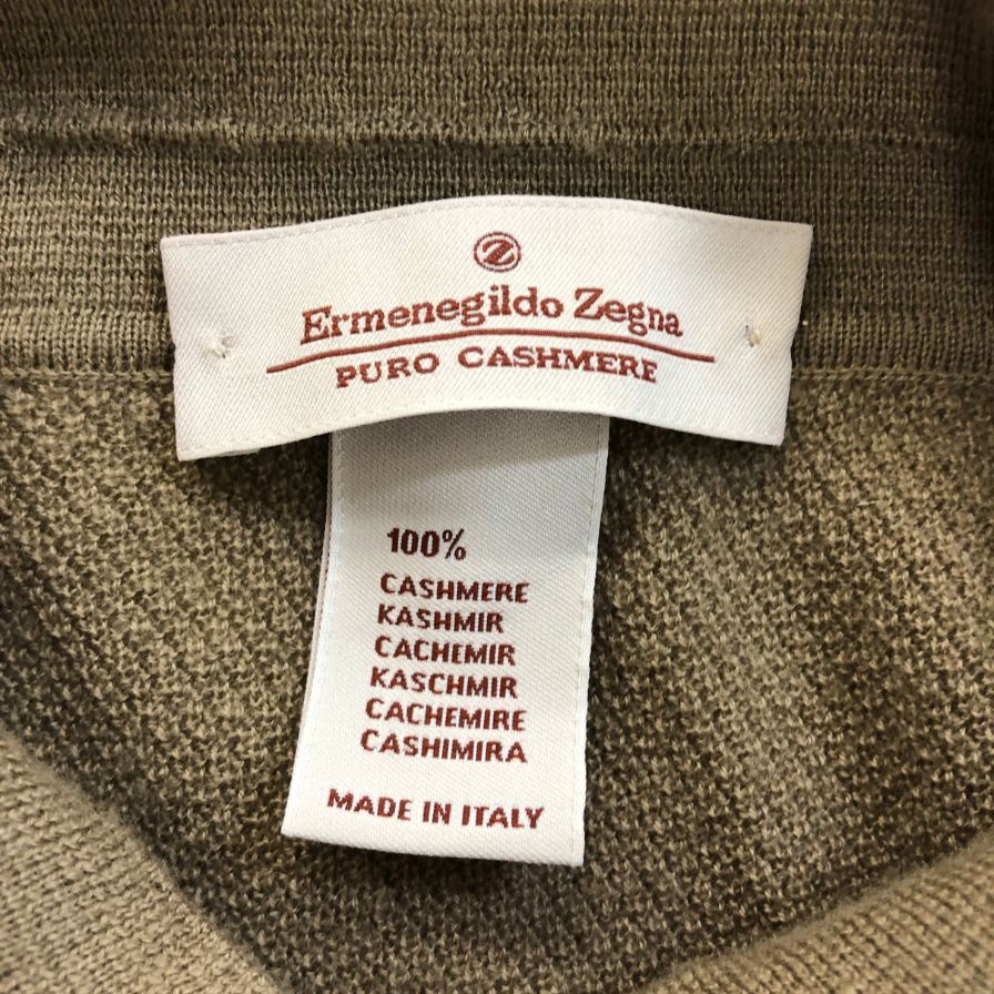 美品◆エルメネジルドゼニア ポロシャツ ニット カシミヤ100% ベージュ系 サイズ50 メンズ Ermenegildo Zegna 【AFB41】