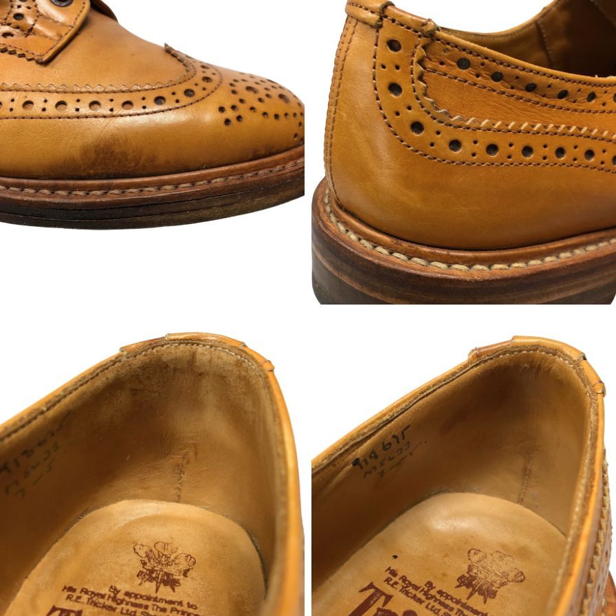トリッカーズ レザーシューズ ウイングチップ バートン M5633 メンズ サイズ7.5 エイコンアンティーク Tricker’s BOURTON ビジネスシューズ 約26.0cm【LA】【中古】