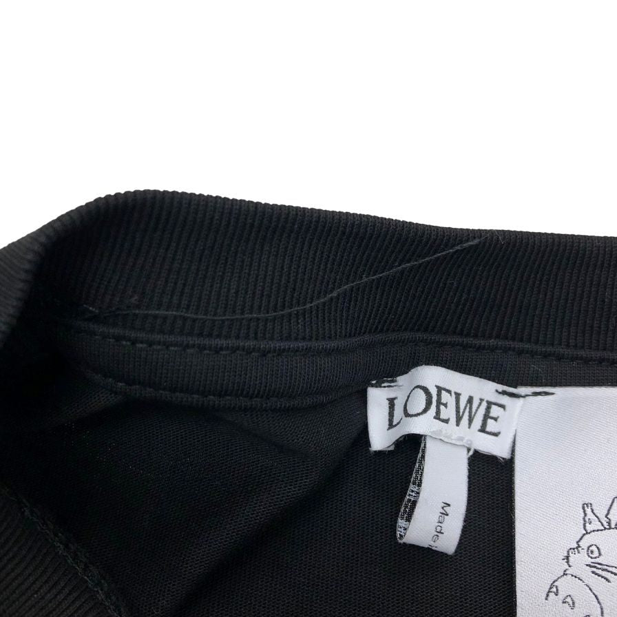 美品◆ロエベ スタジオジブリ Tシャツ ハウルの動く城 カルシファー アナグラム ロゴ 刺繍ポケット HB44Y22X07レディース サイズXS ブラック LOEWE 【AFB21】