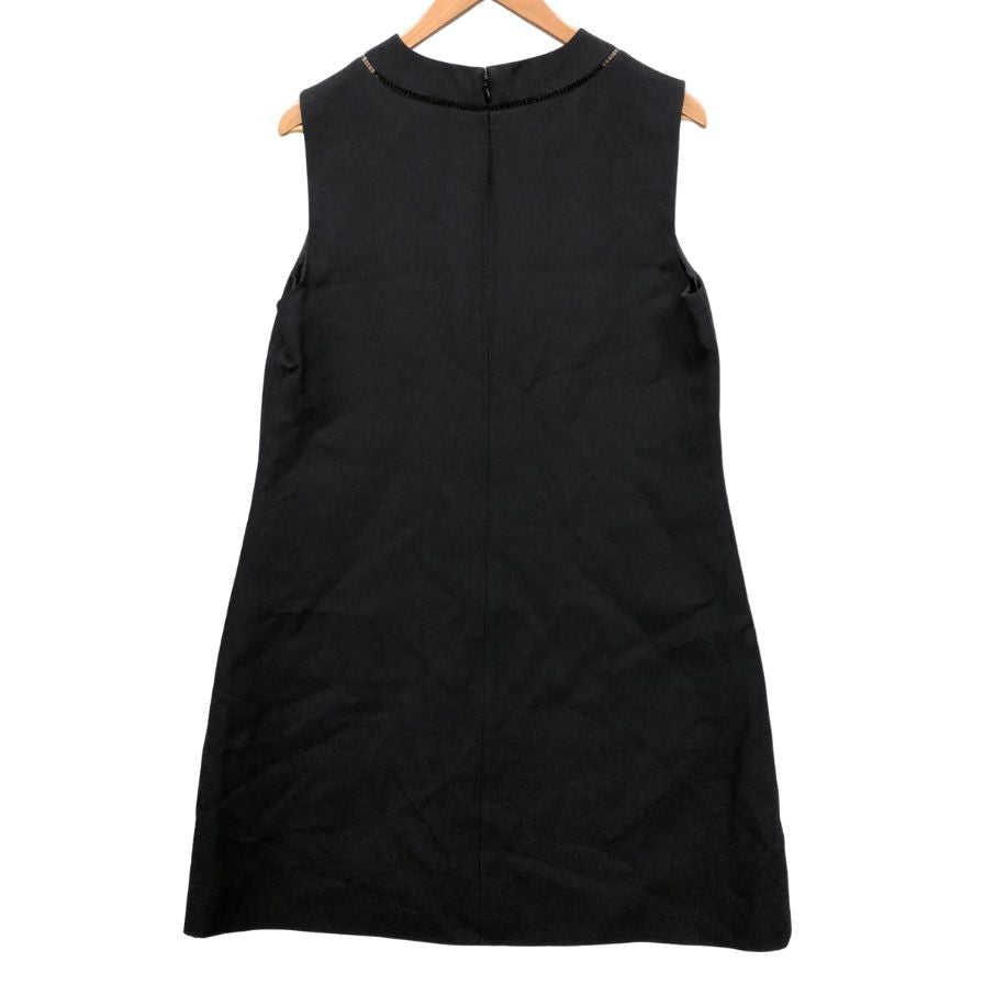 極美品◆ヴァレンティノ ノースリーブ ワンピース Vステッチ ウール シルク レディース サイズ44 ブラック VALENTINO 【AFB17】