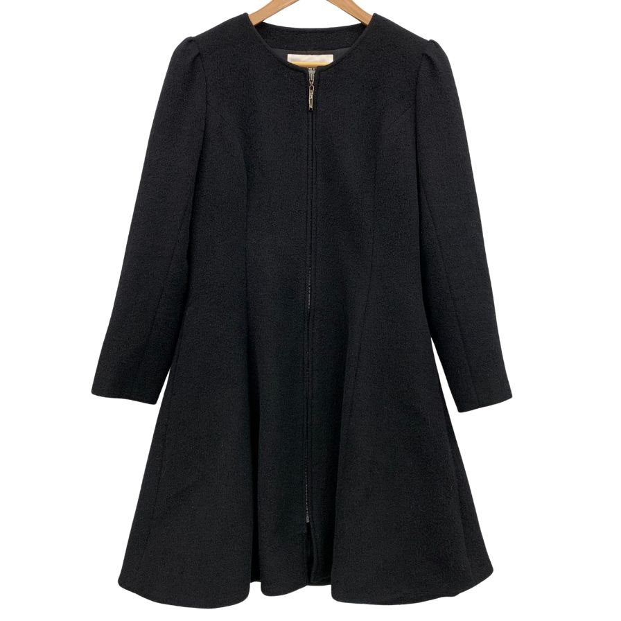 美品◆ルネ コート ノーカラーコート 6448130 ミンクティペット アンゴラ サイズ36 ブラック レディース Rene 【AFA12】
