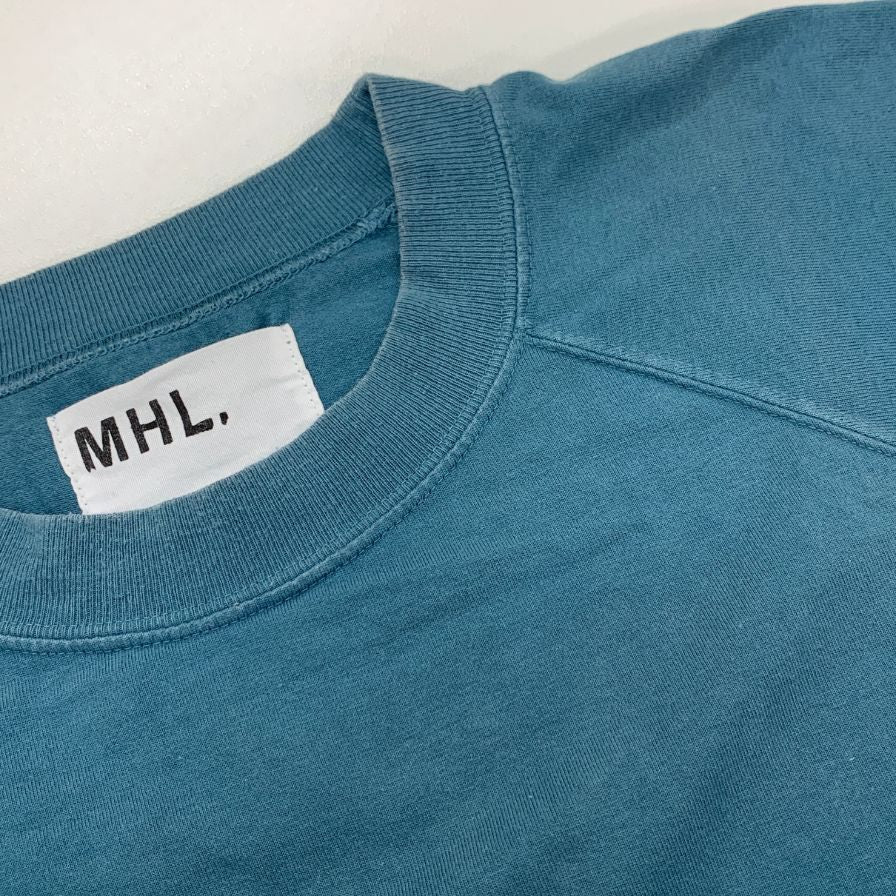 中古◆エムエイチエル マーガレットハウエル ROUGH COTTON JERSEY 21SS 半袖スウェット 596-1166514 メンズ サイズL ネイビー系 MHL MARGARET HOWELL 【AFB26】