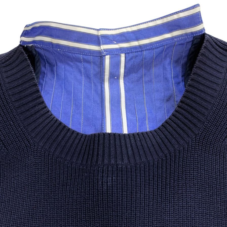 美品◆サカイ 半袖シャツ ニット切り替え ネイビー系 レディース サイズ3 SCW-014 Sacai 【AFB49】