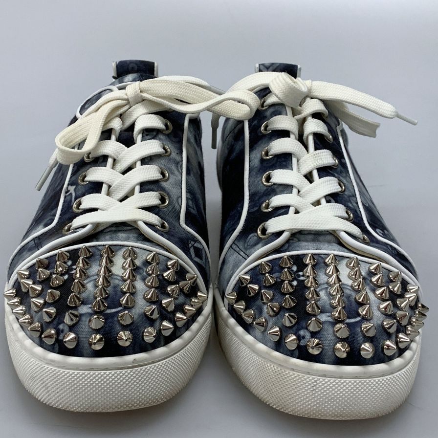 クリスチャンルブタン ローカットスニーカー スタッズ 総柄 ブルー系 メンズ サイズ41 Christian Louboutin 約26.0cm【AFC4】