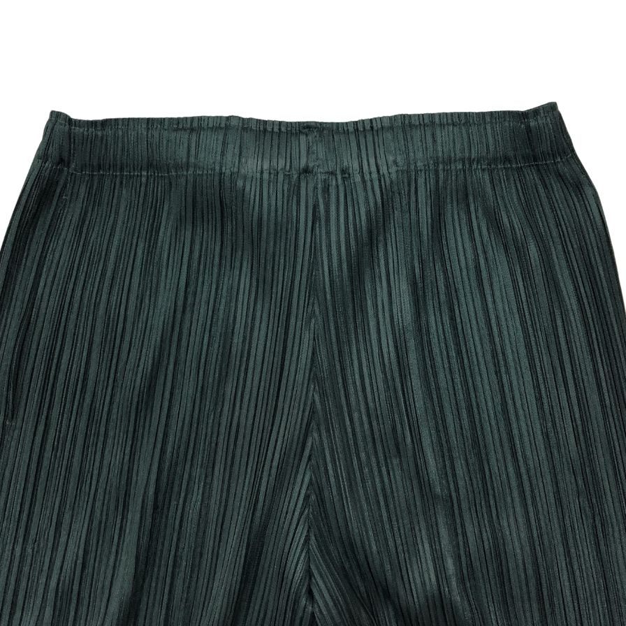 プリーツプリーズ イッセイミヤケ パンツ THICKER BOTTOMS ポリエステル サイズ4 レディース グリーン PLEATS PLEASE ISSEY MIYAKE 【AFB38】