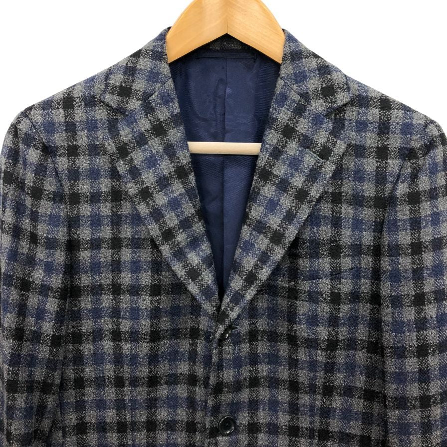 美品◆ビームスF テーラードジャケット ダブルベンツ チェック グレー サイズ 42 メンズ BEAMS F 【AFB35】