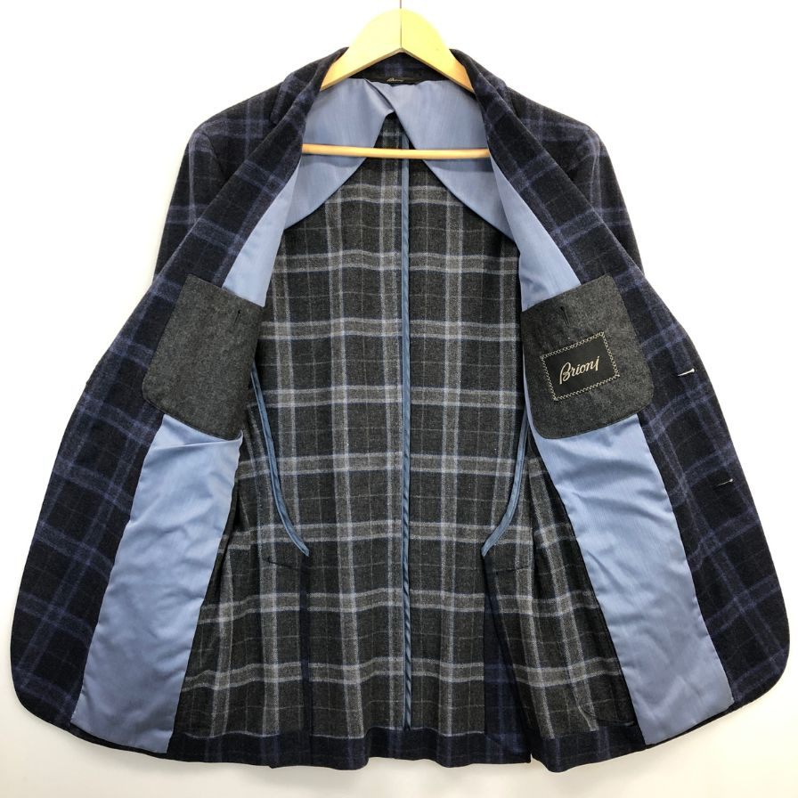 中古◆ブリオーニ 2B ウールジャケット ブルーチェック サイズXS メンズ イタリア製 Brioni 【AFB36】
