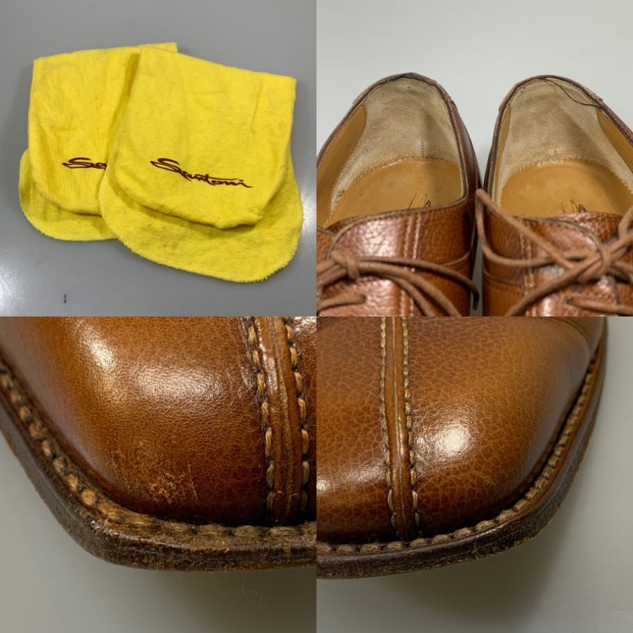サントーニ レザーシューズ 931 Yチップ シボレザー ブラウン メンズ サイズUK8 Santoni ビジネスシューズ 約26.5cm【LA】【中古】