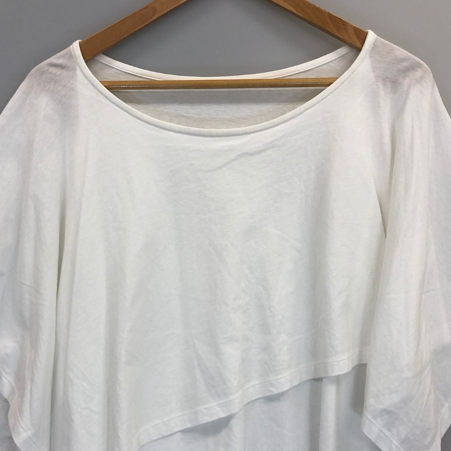 極美品◆イッセイミヤケ レイヤードTシャツ ホワイト サイズ2 レディース IM12JK721 ISSEY MIYAKE 【AFB45】