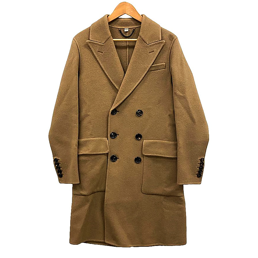 極美品◆バーバリー ロンドン ダブルブレスト コート カシミア100% イタリア製 ブラウン メンズ サイズ46 BURBERRY LONDON 【AFA17】