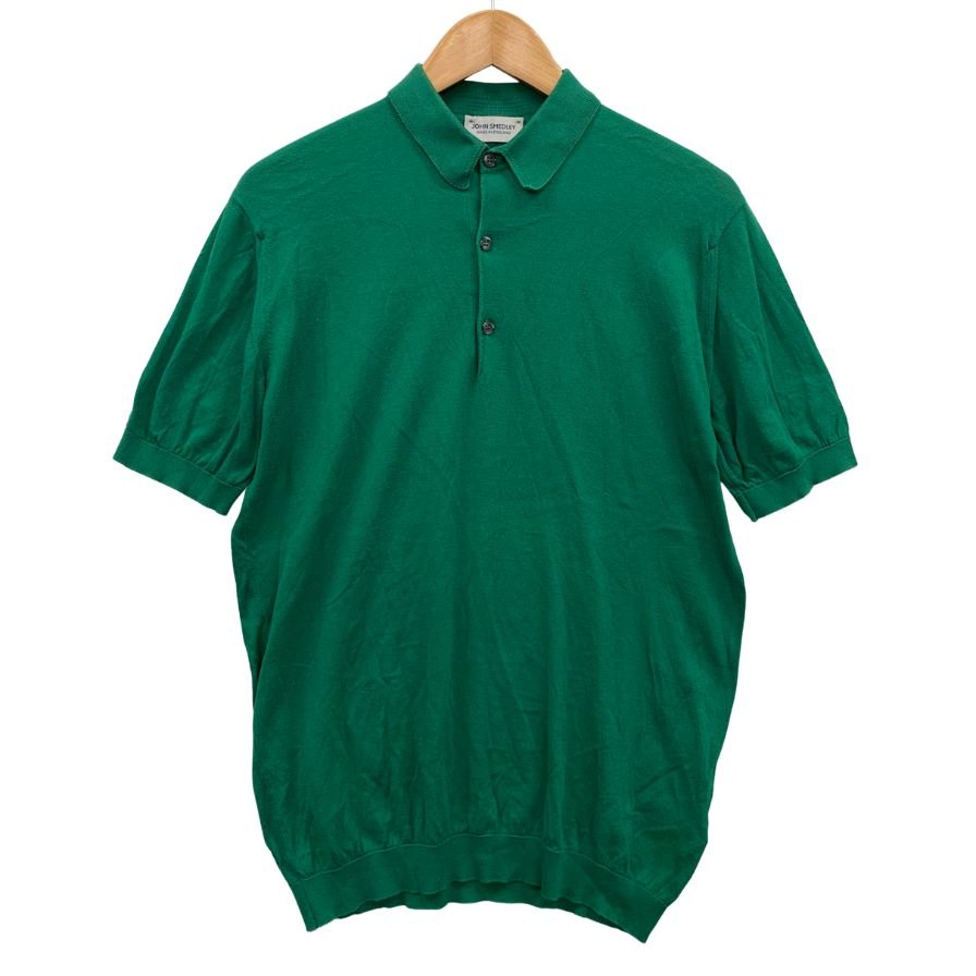 中古◆ジョンスメドレー 半袖ニットポロ スキッパー グリーン メンズ サイズL JOHN SMEDLEY 【AFB29】