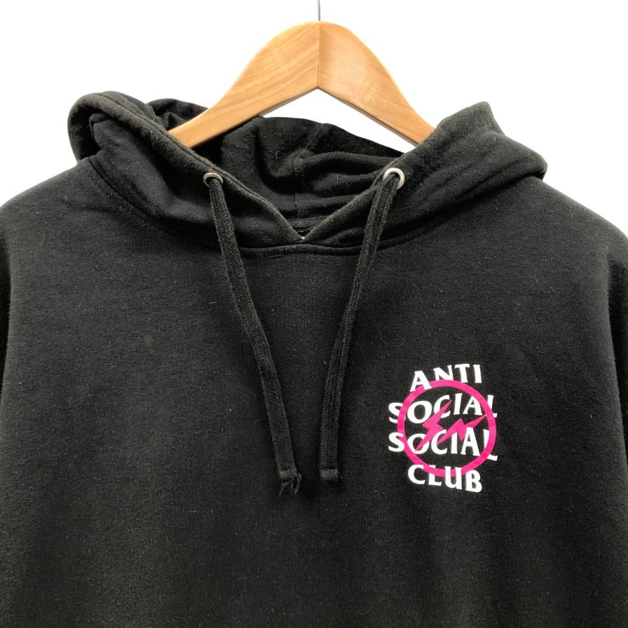 美品◆アンチソーシャルソーシャルクラブ×フラグメントデザイン プルオーバーパーカー USA製 バックプリント フーディー サイズL メンズ ブラック ANTI SOCIAL SOCIAL CLUB fragment design 【AFB26】