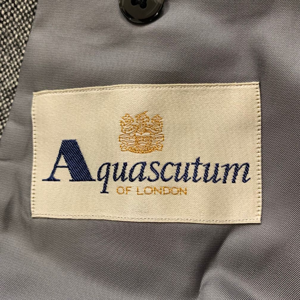 美品◆アクアスキュータム 96AB5 テーラードジャケット カシミヤ グレー メンズ サイズ3F Aquascutum 【AFA6】