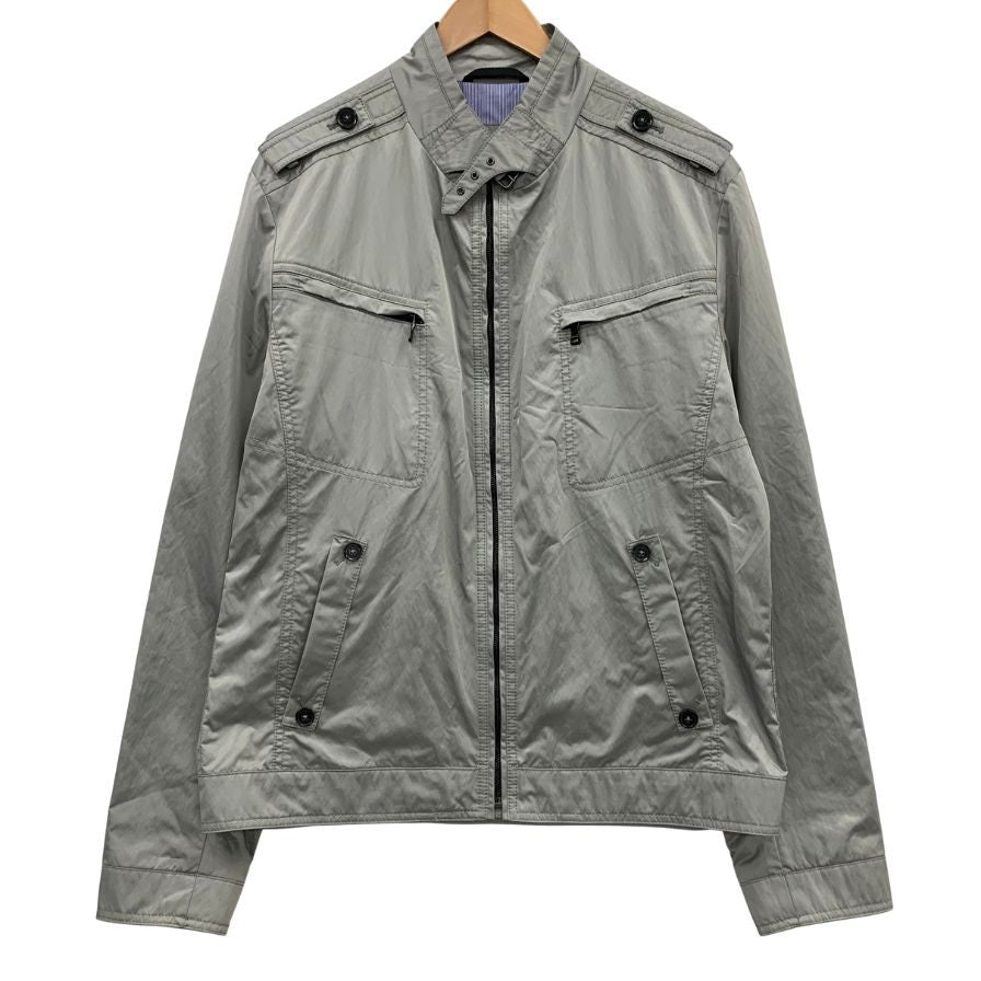 極美品◆ヒューゴボス ナイロン スポーツジャケット フロントジップ メンズ サイズ46R グレー HUGO BOSS 【AFB33】