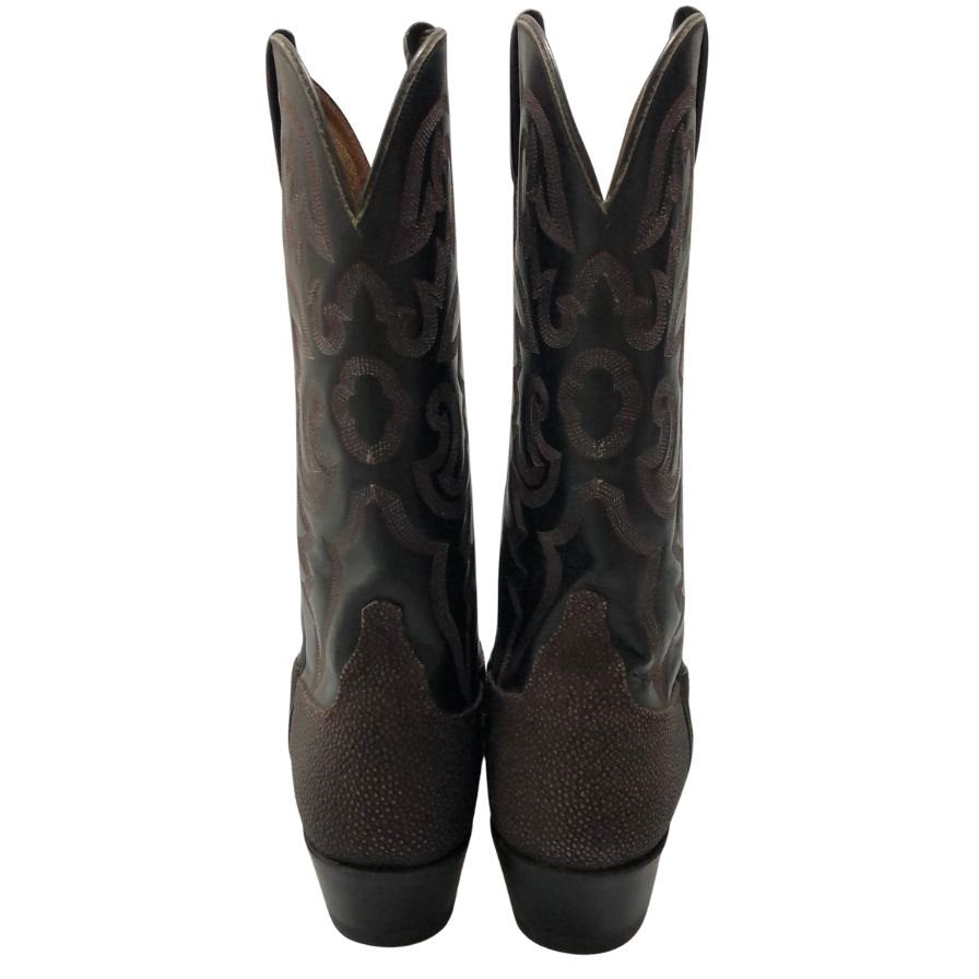 ルケーシー ウエスタンブーツ スティングレー レザーコンビ メンズ サイズ9D ブラウン系 Lucchese 約27.5cm【AFC47】