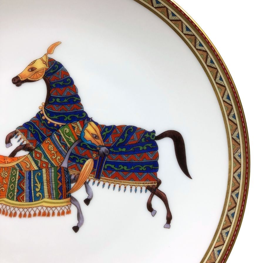 エルメス プレート シュヴァルドリアン ホース ホワイト 約17㎝ HERMES【AFI28】【中古】