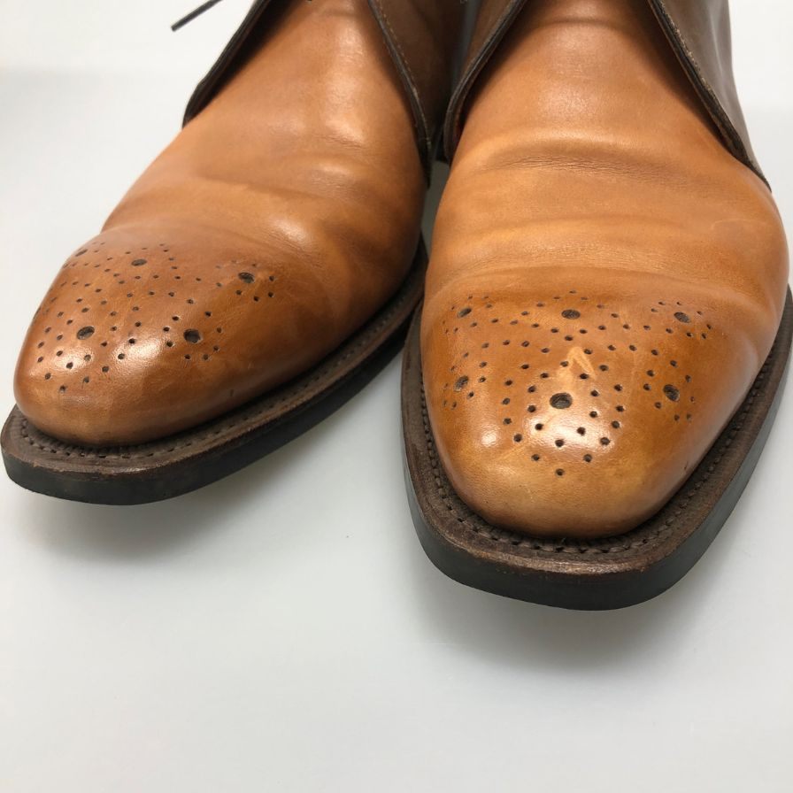 シェットランドフォックス チャッカブーツ 3076 コンビ グラスゴーシリーズ ブラウン メンズ サイズUK7 SHETLANDFOX 約25.5cm【AFD3】