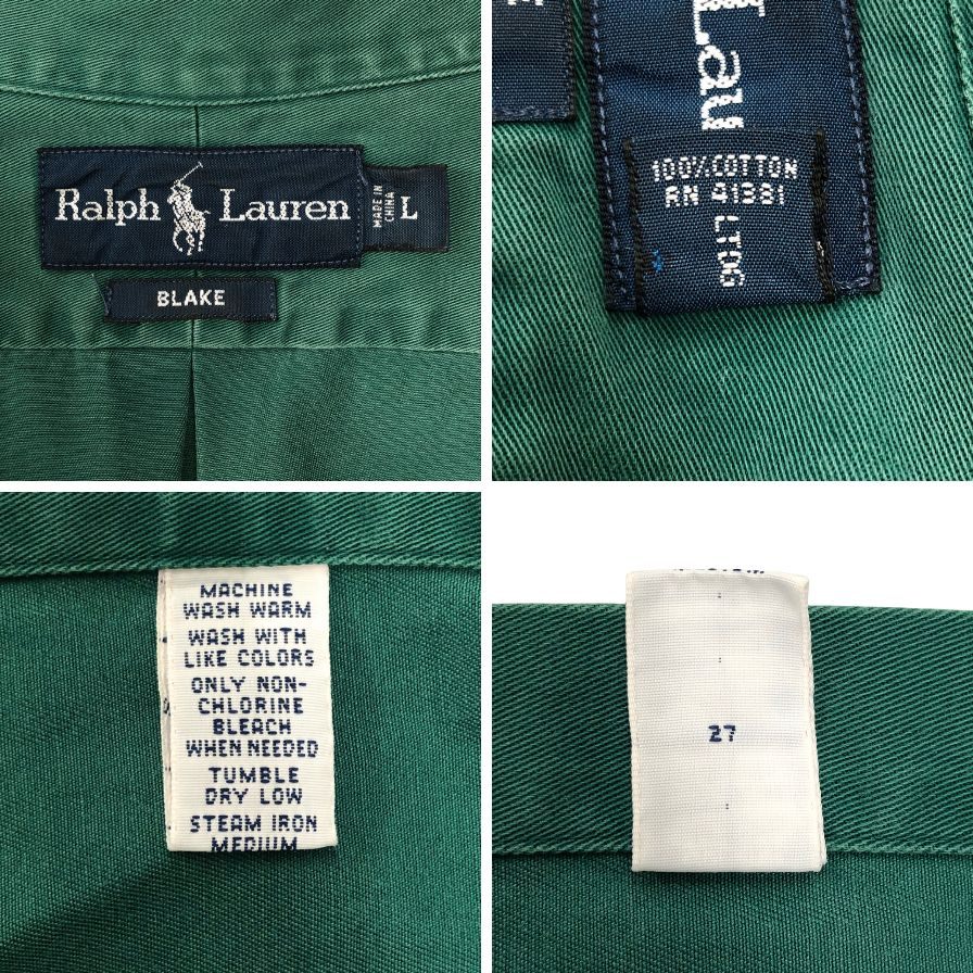 ラルフローレン ボタンダウンシャツ グリーン メンズ サイズL RALPH LAUREN【LA】