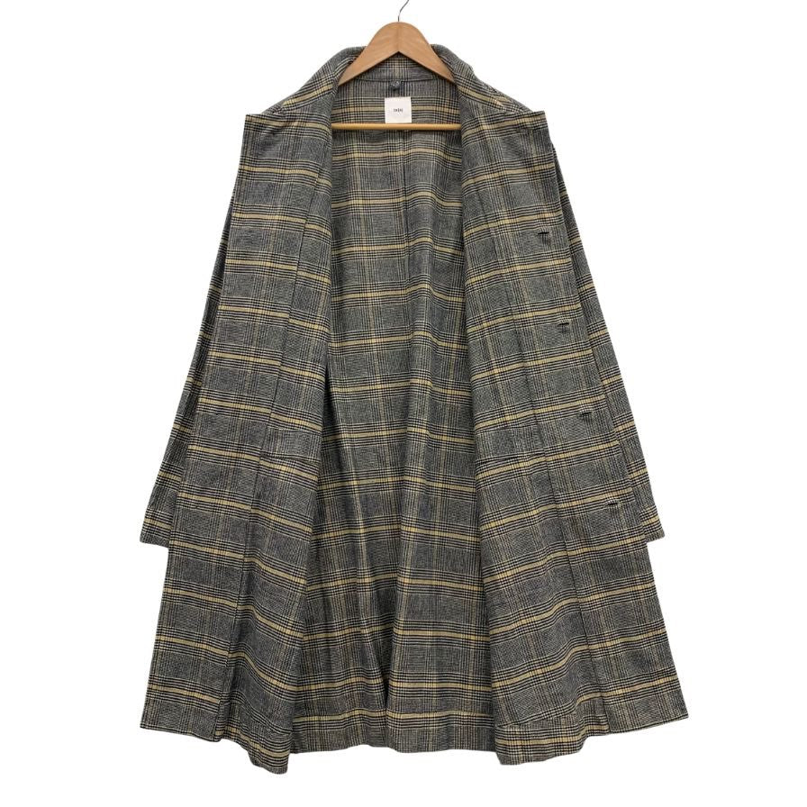 極美品◆ティーエスエス コットン チェック ロングコート サイズ1 メンズ グレー ts(s) 【AFB12】