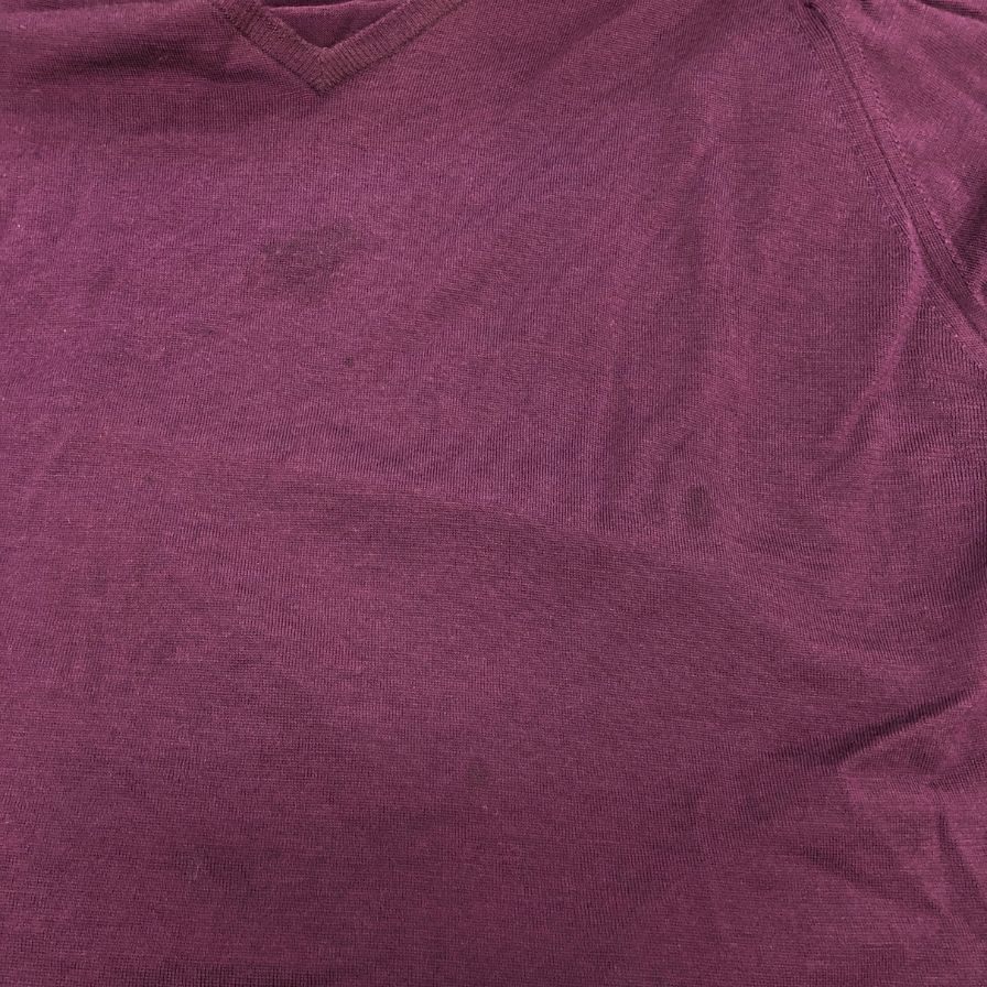 中古◆ジョンスメドレー ニットセーター ウール ハイゲージ Vネック パープル メンズ サイズL JOHN SMEDLEY 【AFB4】