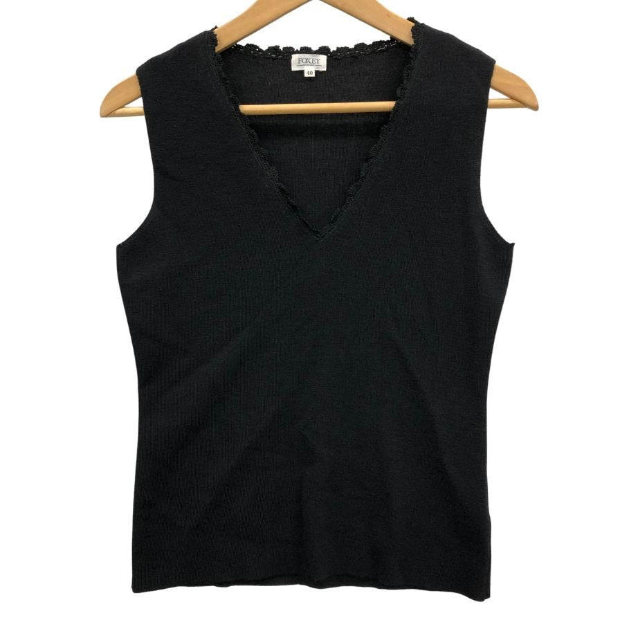 美品◆フォクシー ノースリーブ カットソー ブラック サイズ40 FOXEY 【AFB42】