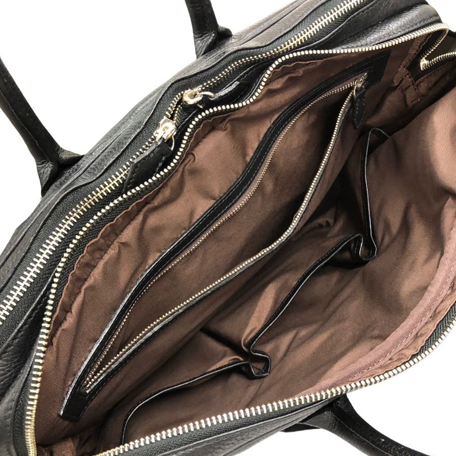 万双 ブリーフケース シモーネ ダブル天ファスナー ブラック【AFE9】