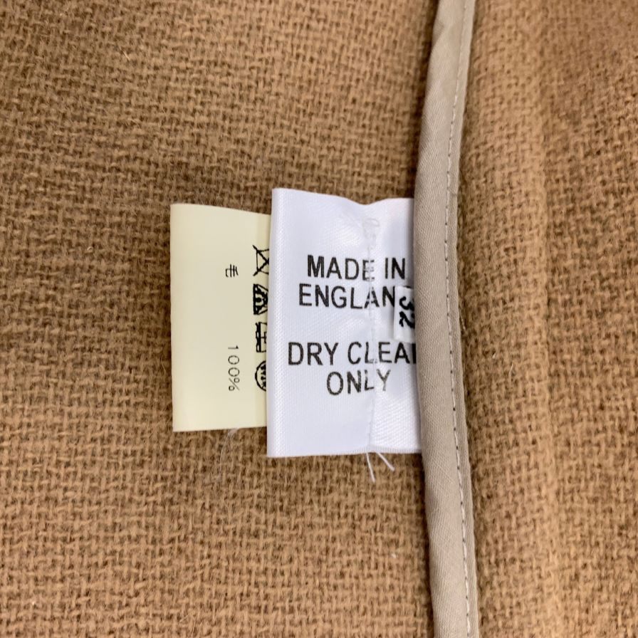中古◆インバーティア ヘリンボーンダッフルコート ジョシュアエリス イギリス製 ベージュ サイズS メンズ INVERTERE Joshua Ellis 【AFA22】