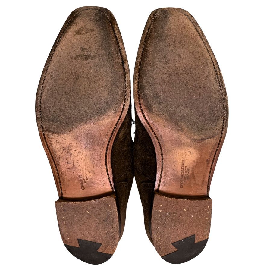 クロケット&ジョーンズ レザーシューズ パンチドキャップ フェアフォード スエード メンズ ブラウン サイズ9 CROCKETT&JONES FAIRFORD 約27.5cm【AFD7】