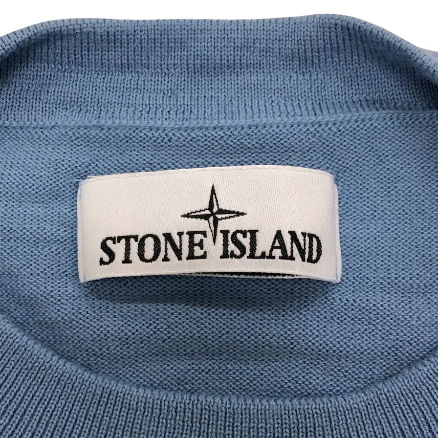 美品◆ストーンアイランド クール ネック ニット ウール サイズXL ブルー メンズ STONE ISLAND 【AFB24】
