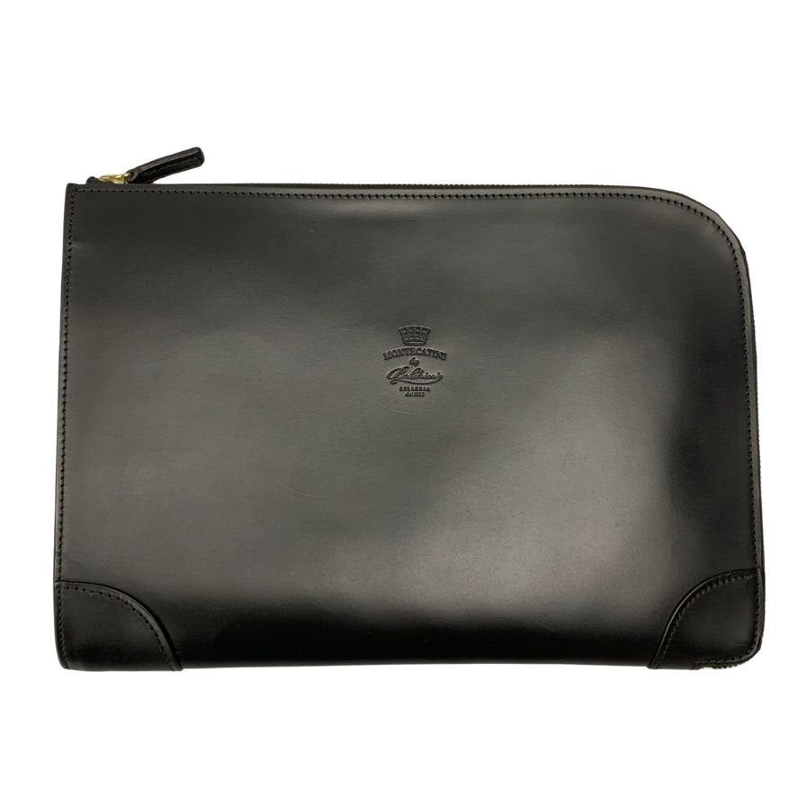 ブリオーニ クラッチバッグ レザー セカンド 鞄 手持ち ブラック グリーン Brioni【AFE10】