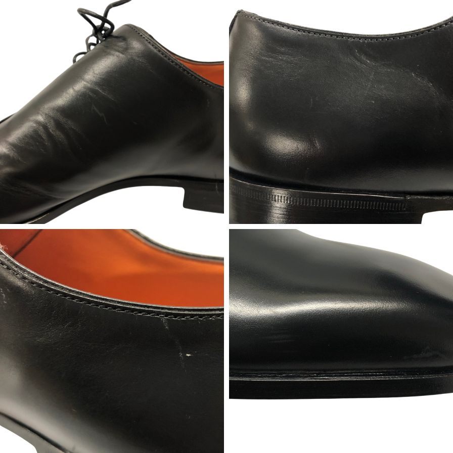 サントーニ レザーシューズ 16407 サイドレース レザー サイズ6.5 ブラック メンズ Santoni 約25.5cm【AFD15】