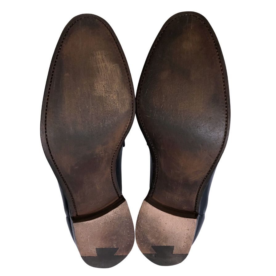 クロケット&ジョーンズ ローファー ロムジー コードバン ネイビー メンズ 9E 375ラスト CROCKETT & JONES ROMSEY ローファー 約27.5cm【LA】【中古】