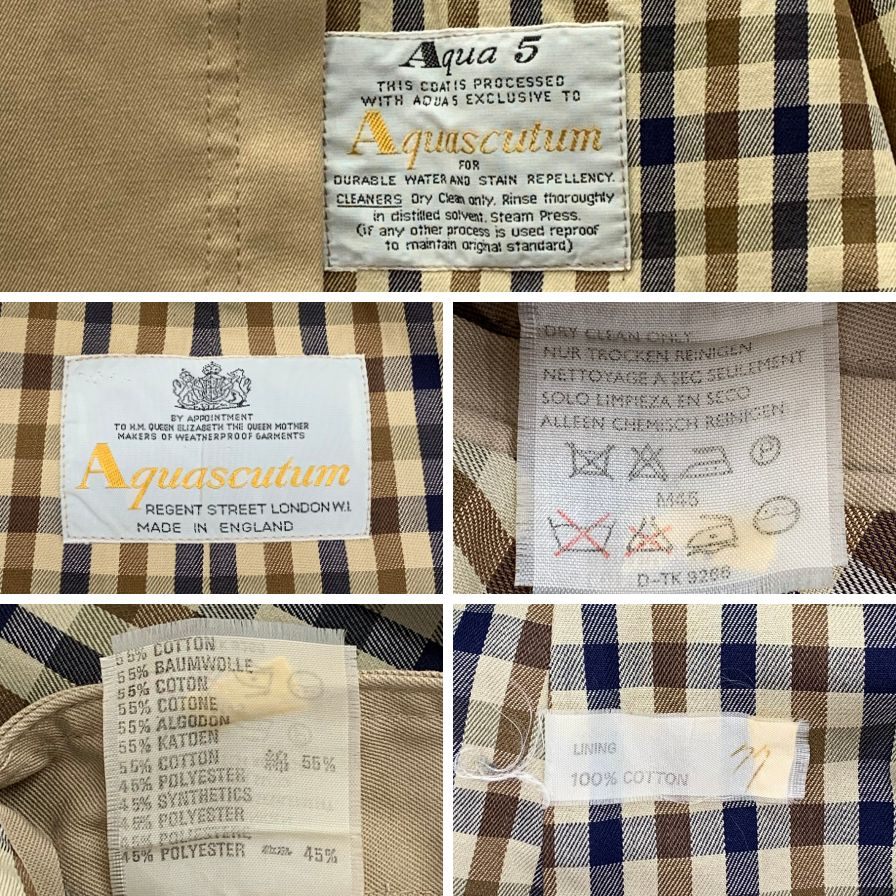 アクアスキュータム トレンチコート 70S アクア5 イングランド製 ベージュ メンズ サイズ表記なし Aquascutum【LA】
