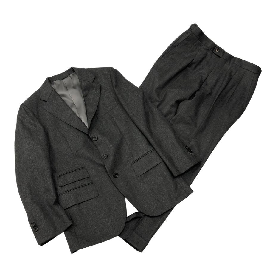 麻布テーラー スリーピース パンツ オーダースーツ フランネル カノニコ グレー系 メンズ サイズオーダー AZABU TAILOR【AFA19】