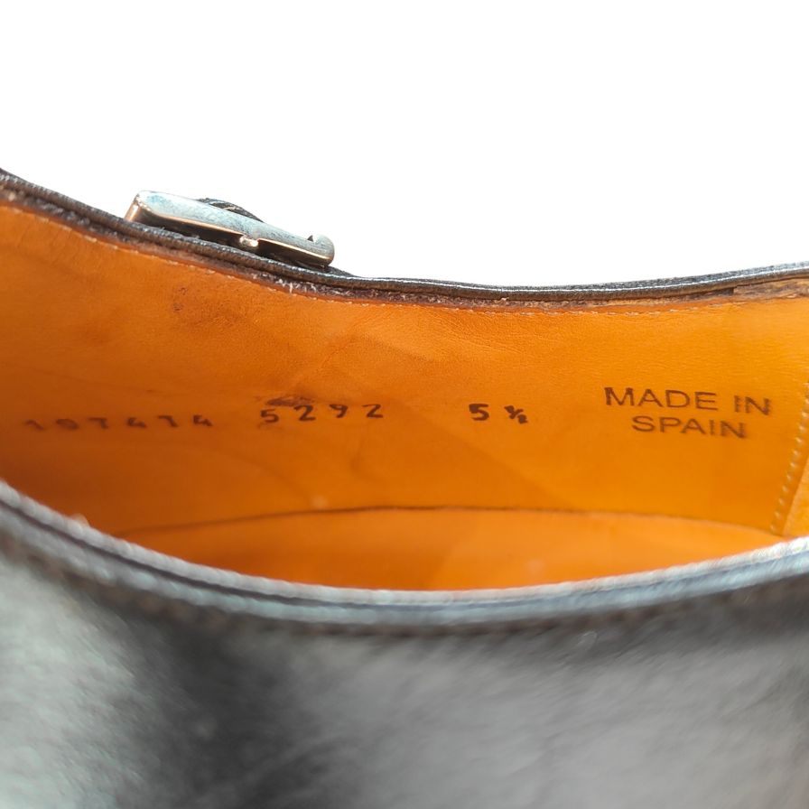 バーウィック レザーシューズ シングルモンク 5292 ブラック サイズ5.5 メンズ Berwick 約24.5cm【LA】【中古】