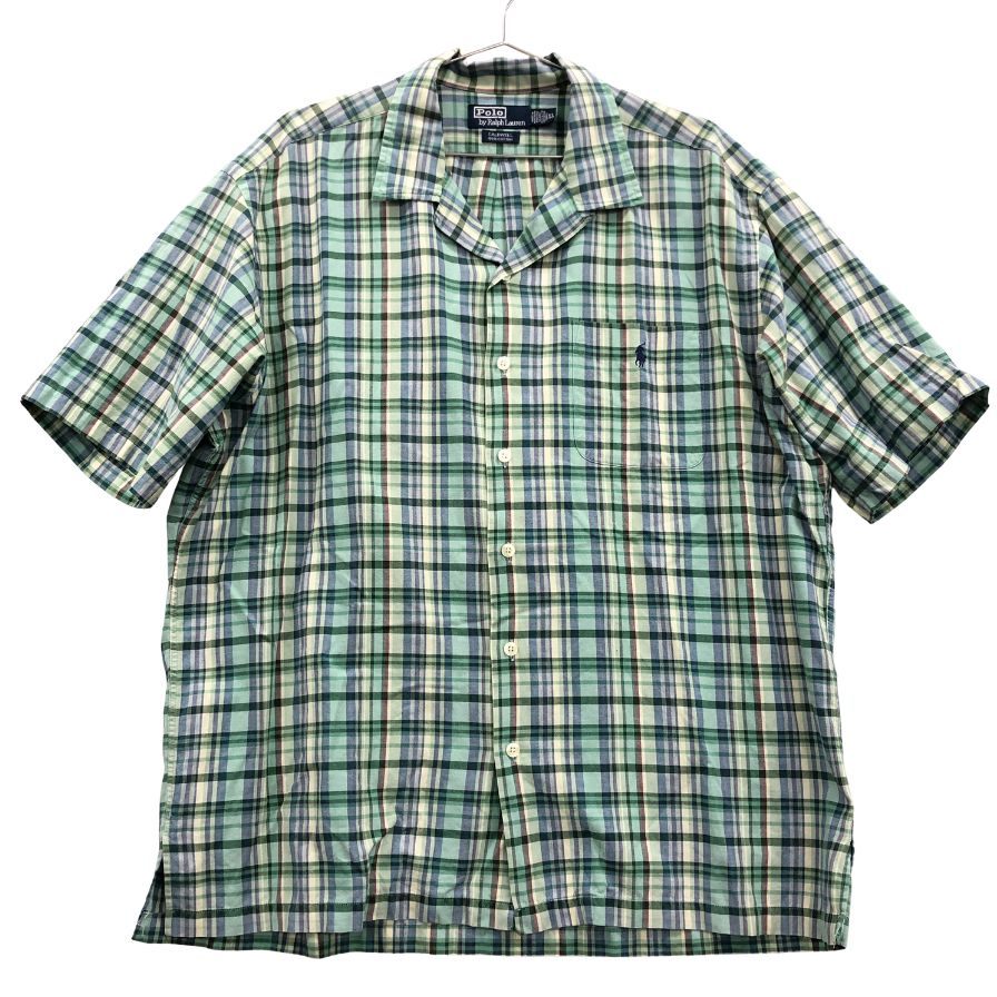 美品◆ラルフローレン ヴィンテージ開襟シャツ CALDWELL チェック メンズ サイズXL POLO RALPH LAUREN 【AFB42】