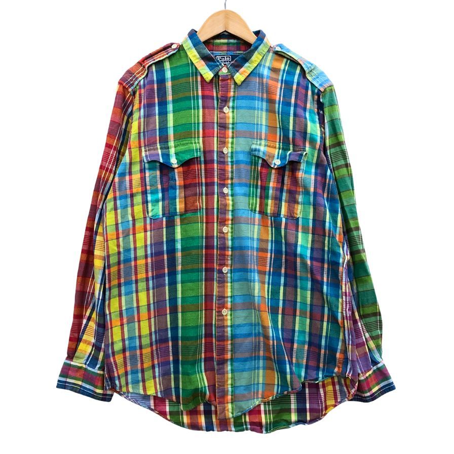 ポロ ラルフローレン ウエスタンシャツ チェック マルチカラー メンズ サイズXL Polo Ralph Lauren【LA】